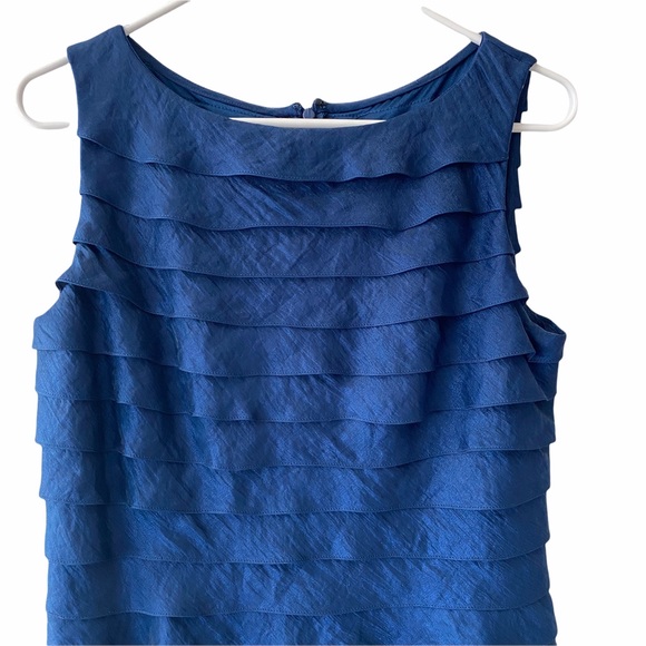 Adrianna Papell Occasions Navy Blue Tiered Sleeveless Cocktail Dress Women’s 10 - Picture 2 of 16